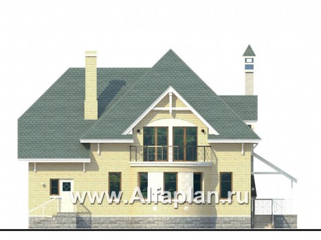«Суперстилиса» - проект двухэтажного дома с эркером, планировка с террасой и с гаражом - превью фасада дома