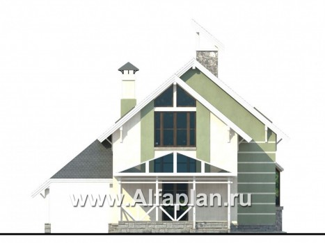 «Компакт» - проект дома с мансардой, с террасой и с двускатной кровлей - превью фасада дома