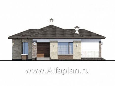 «Грация» - проект одноэтажного дома, планировка дома с террасой, в современном стиле - превью фасада дома