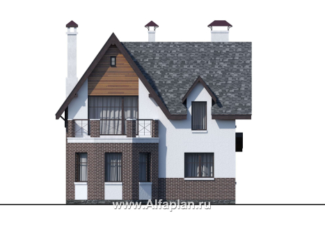 «Стелла» - проект дома с мансардой, в современном стиле - превью фасада дома
