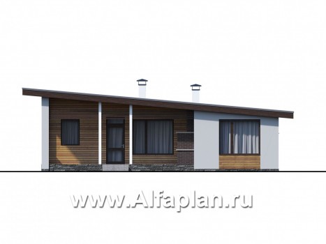 Проекты домов Альфаплан - «Вита» - загородный каркасный дом с террасой - превью фасада №4