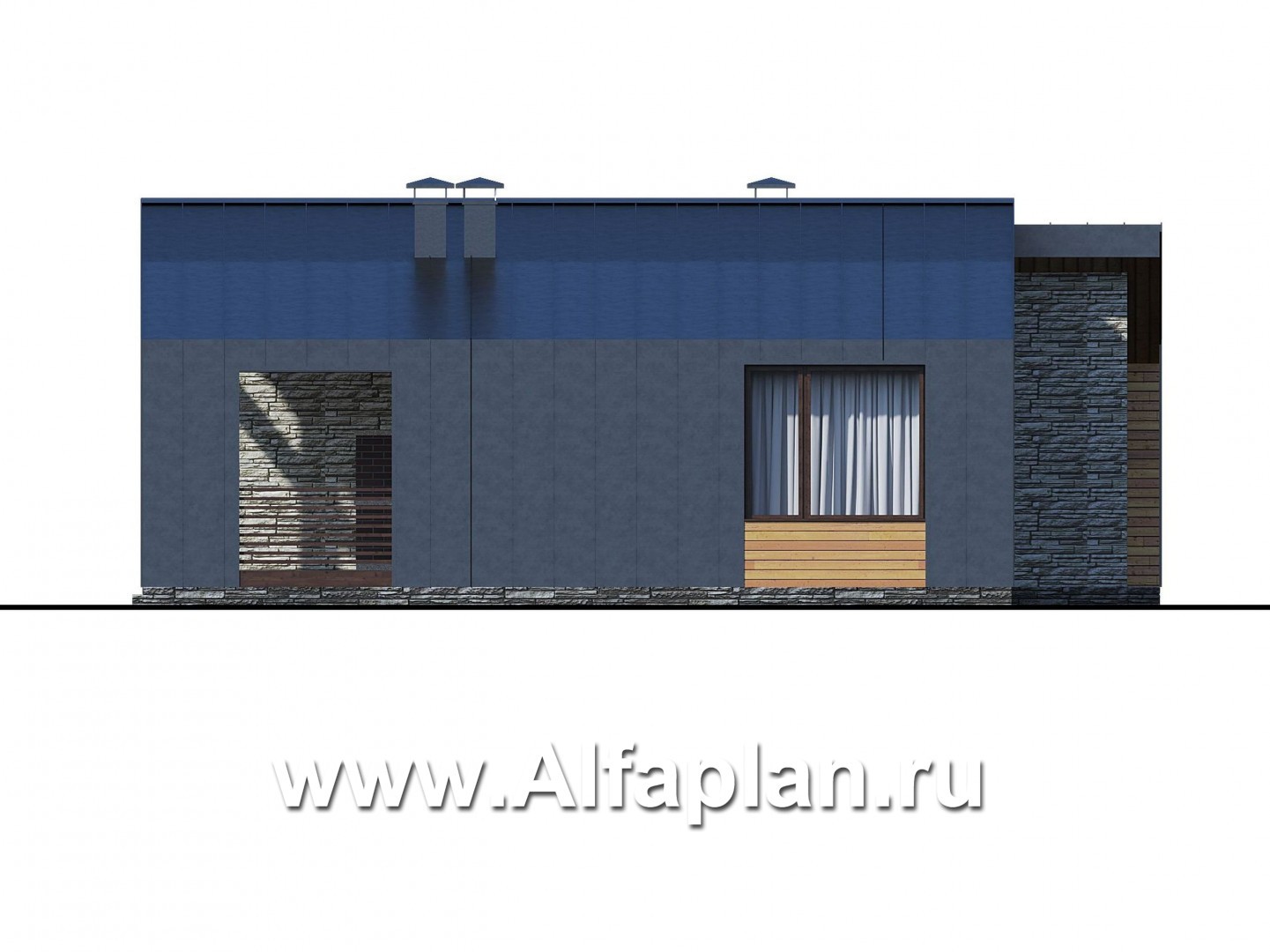 Проекты домов Альфаплан - «Гамма» - стильный каркасный дом с сауной - изображение фасада №2