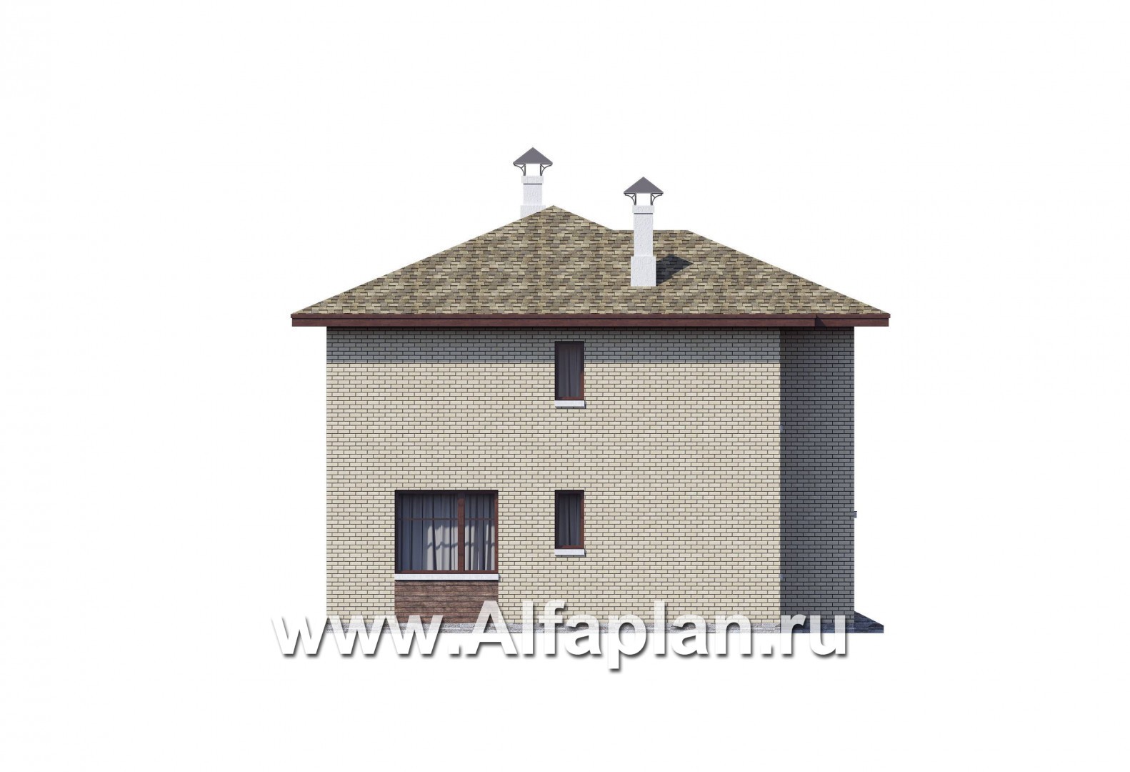 Проекты домов Альфаплан - "Рациональ" - Компактный коттедж для узкого участка - изображение фасада №3