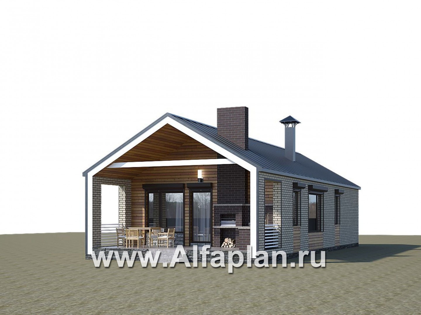 Проекты домов Альфаплан - «Тета» - одноэтажный дом с фальцевыми фасадами и кровлей - дополнительное изображение №1