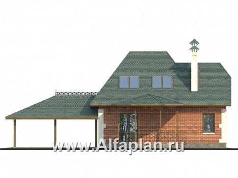 «Летний вечер» - проект дома с мансардой из газоблоков,  с нaвесом на 2 авто - превью фасада дома
