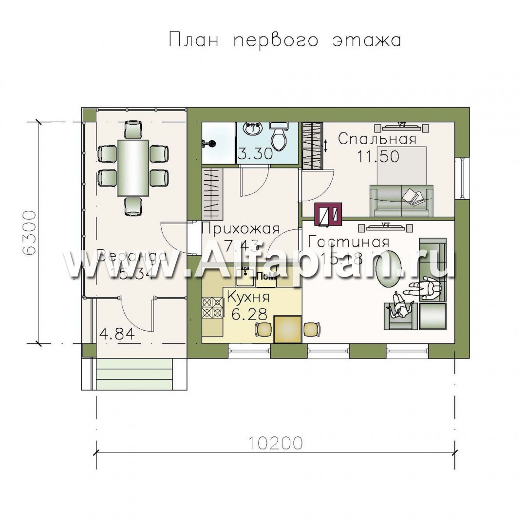 Проекты домов Альфаплан - Проект гостевого кирпичного дома - изображение плана проекта №1