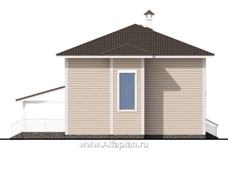 «АльфаВУД» - проект двухэтажного дома из дерева, из клееного бруса, с навесом для авто - превью фасада дома