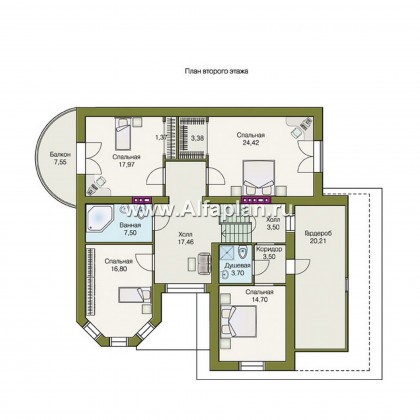 «Амбиент» - красивый проект двухэтажного дома с эркером и с террасой, открытая планировка, с гаражом на 2 авто - превью план дома