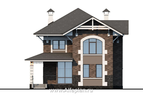 «Фея сирени» — красивый проект двухэтажного дома, открытая планировка, с террасой, в стиле эклектика - превью фасада дома