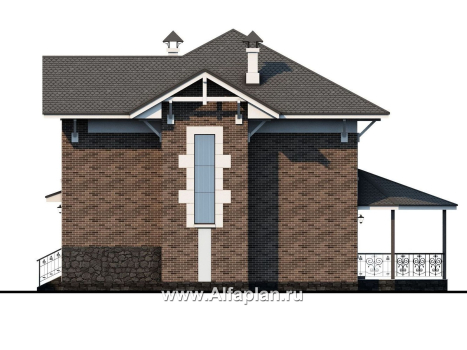 «Фея сирени» — красивый проект двухэтажного дома, открытая планировка, с террасой, в стиле эклектика - превью фасада дома