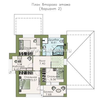 «Лотос» - проект современного двухэтажного дома, 4 спальни, с террасой, в стиле минимализм, с гаражом - превью план дома