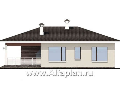 Проекты домов Альфаплан - «Мелета» - уютный одноэтажный дом с двумя спальнями - превью фасада №2