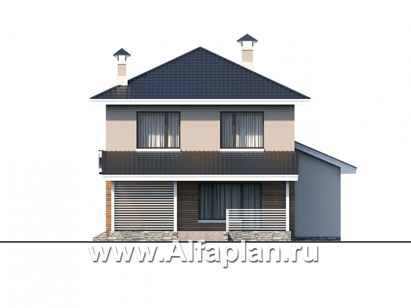 Проекты домов Альфаплан - «Сердцеед» - оригинальный и компактный коттедж - изображение фасада №4