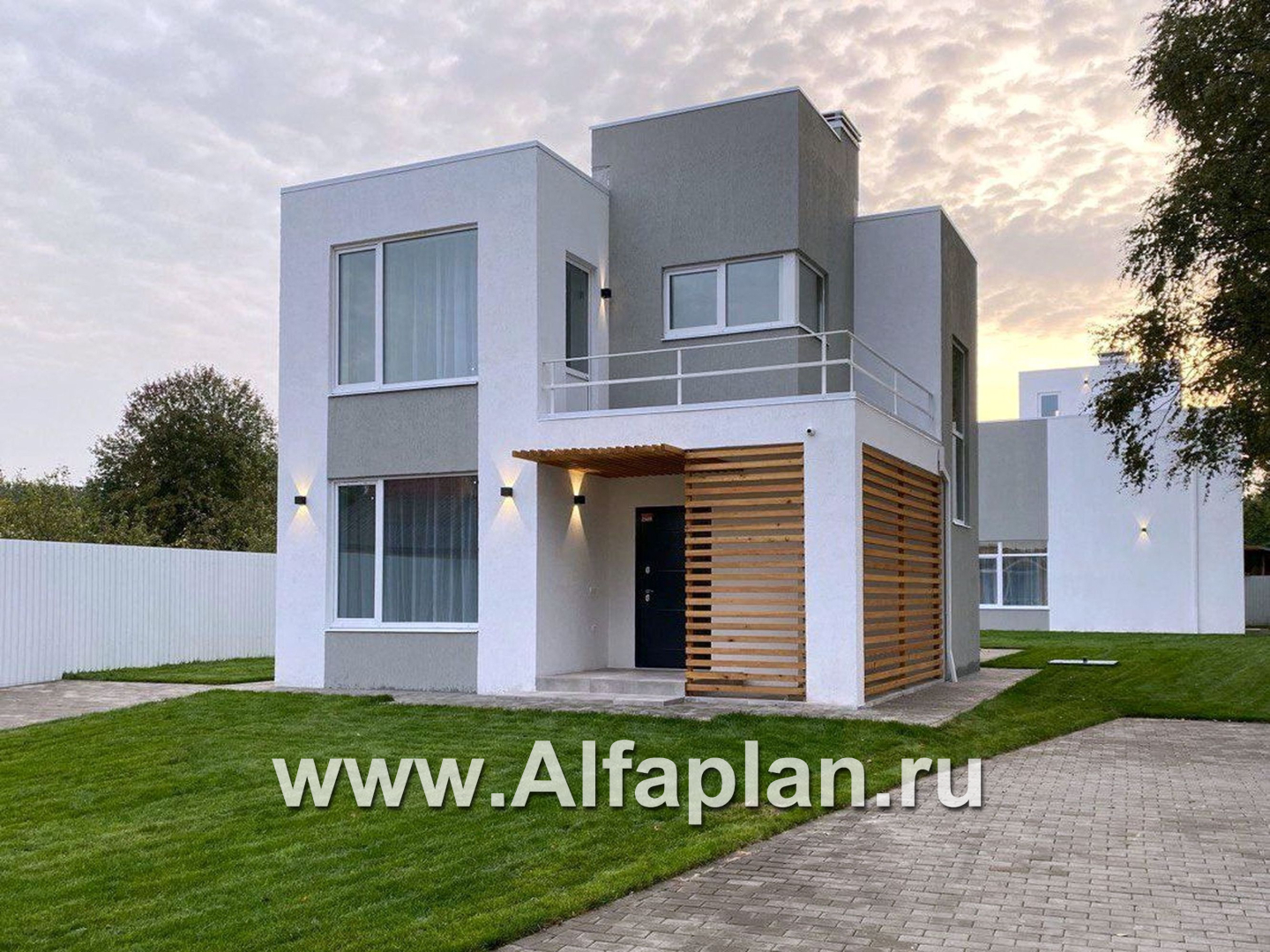Проекты домов Альфаплан - «Арс» - дом с плоской кровлей для узкого участка - основное изображение