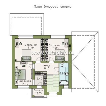 «Либезюсефрау» - проект красивого двухэтажного дома с эркером, с балконом и гаражом - превью план дома