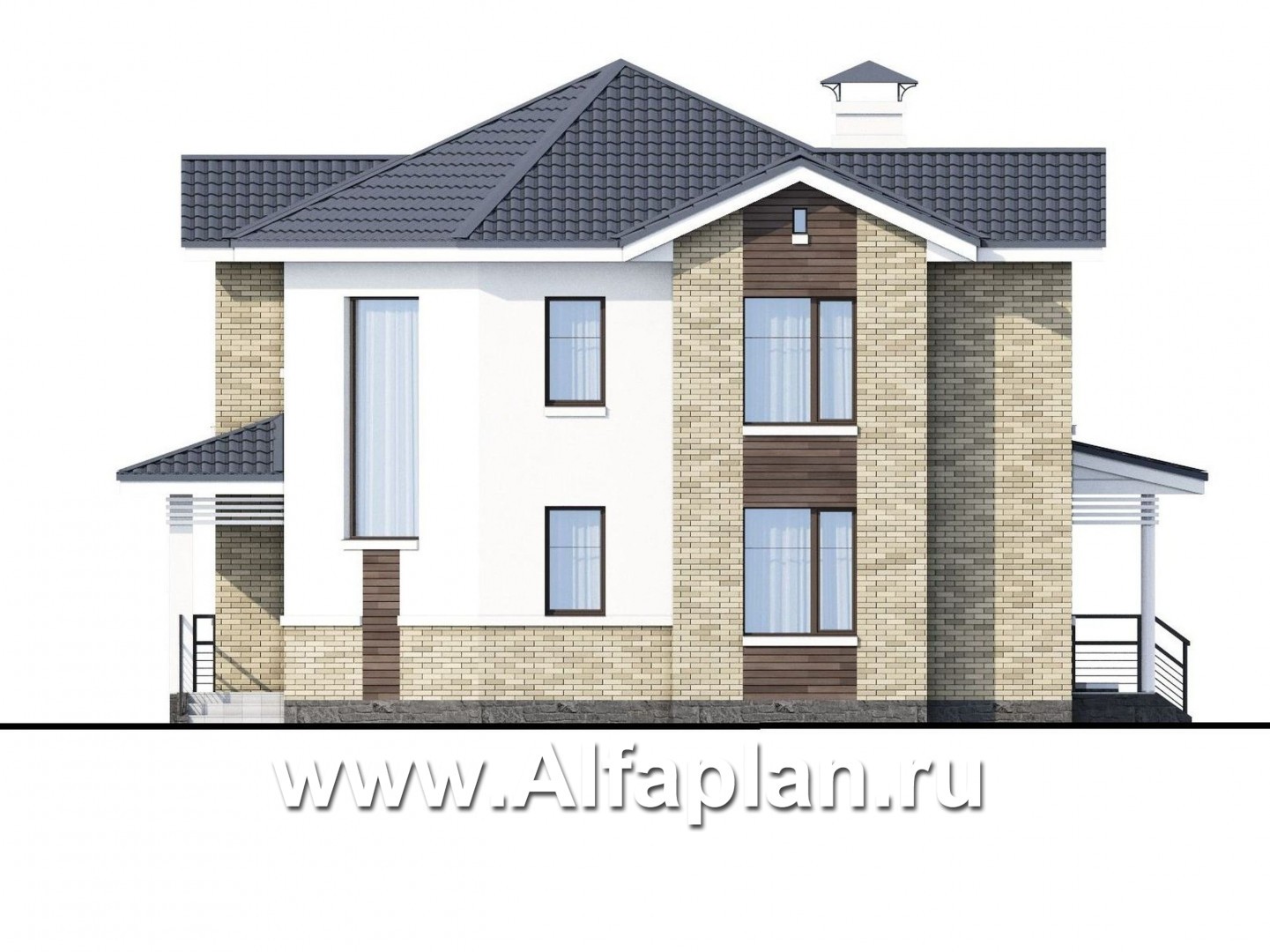 Проекты домов Альфаплан - NotaBene - компактный проект с оригинальным планом - изображение фасада №2