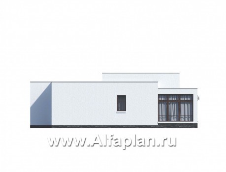 Проекты домов Альфаплан - «Эрато» — одноэтажный дом с плоской кровлей - превью фасада №3