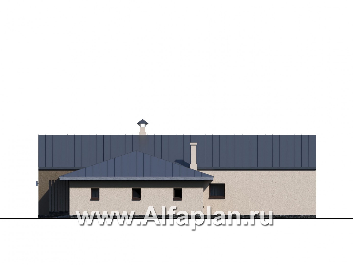 Проекты домов Альфаплан - «Аркада» - современный одноэтажный дом с террасой и большим гаражом - изображение фасада №4