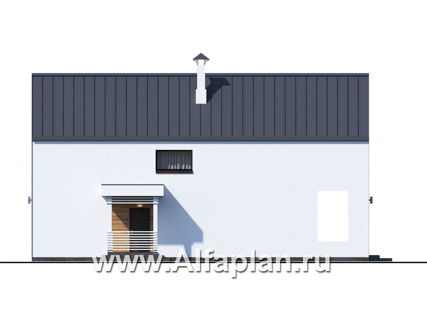 Проекты домов Альфаплан - «Барн» - современный мансардный дом с боковой террасой и балконом - изображение фасада №2