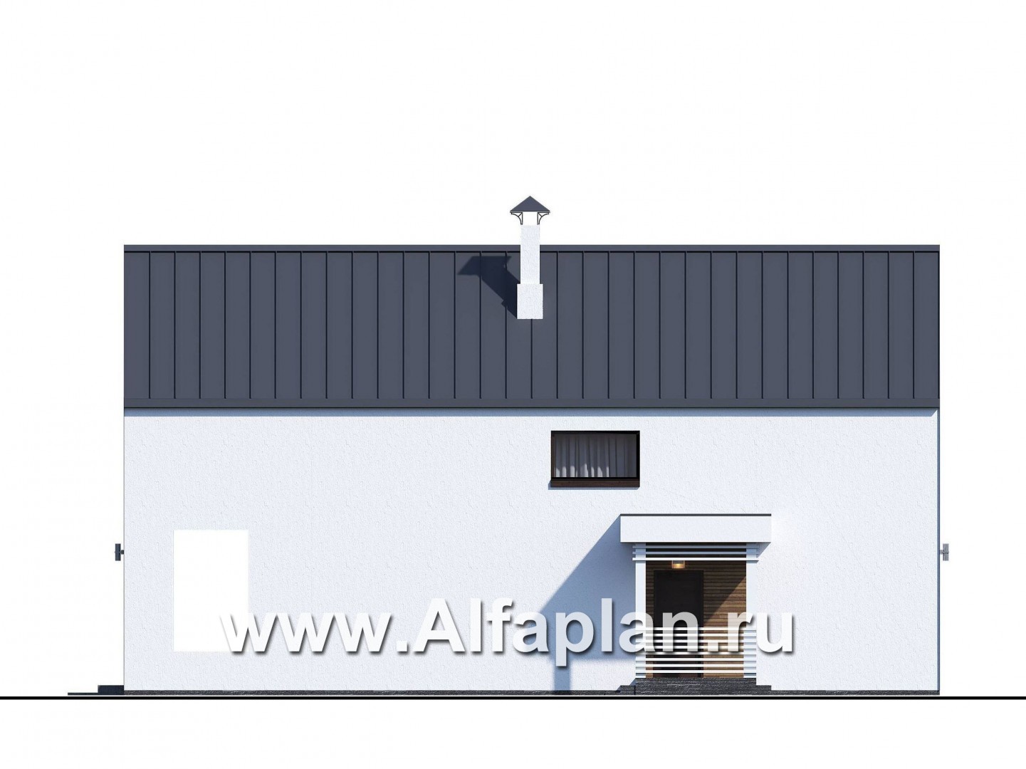 Проекты домов Альфаплан - «Барн» - современный мансардный дом с боковой террасой и балконом - изображение фасада №2