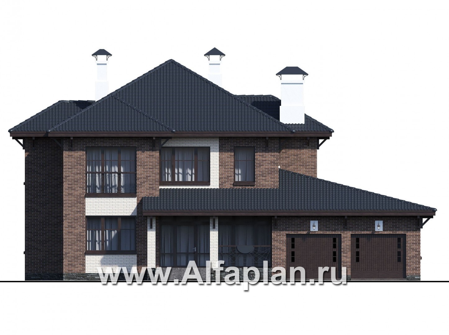 «Монтекки» - проект двухэтажного дома, с террасой и гаражом на 2 авто, в немецком стиле, баварская кладка - фасад дома