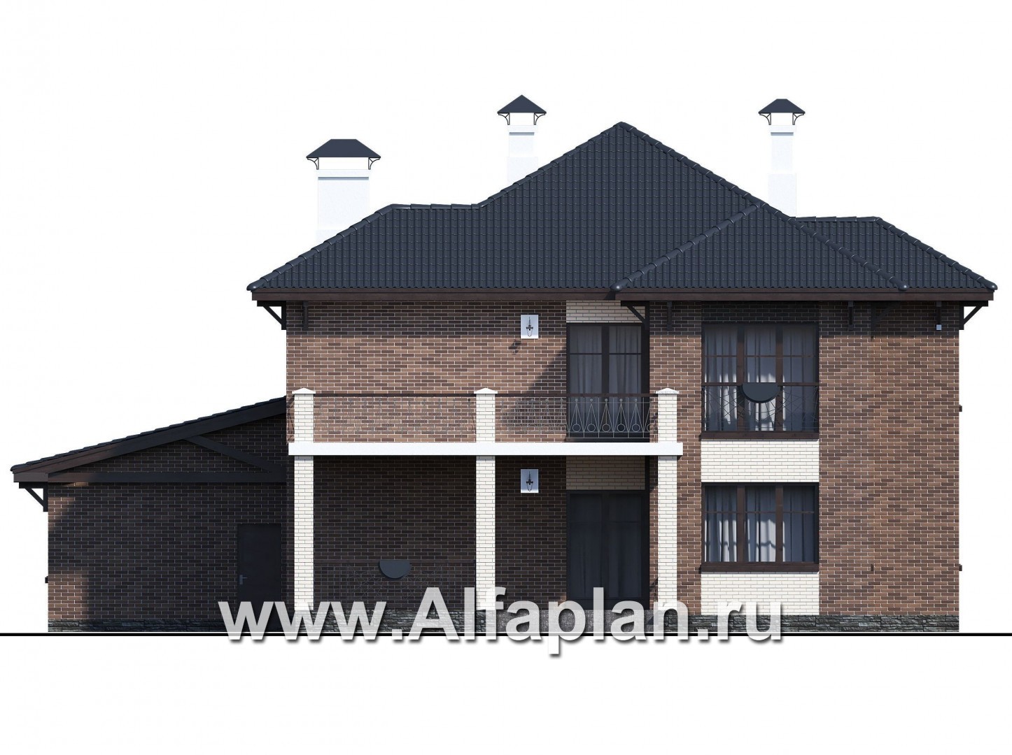 «Монтекки» - проект двухэтажного дома, с террасой и гаражом на 2 авто, в немецком стиле, баварская кладка - фасад дома