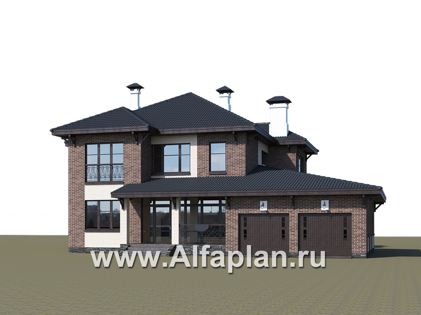 «Монтекки» - проект двухэтажного дома, с террасой и гаражом на 2 авто, в немецком стиле, баварская кладка - дизайн дома №1
