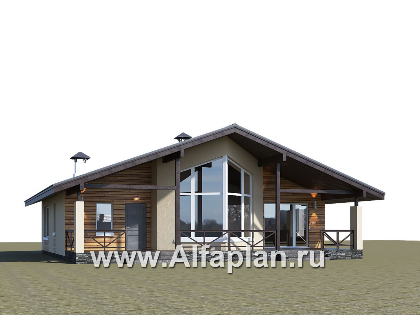 Проекты домов Альфаплан - «Вектор» - проект стильного одноэтажного дома с удобной планировкой - дополнительное изображение №2