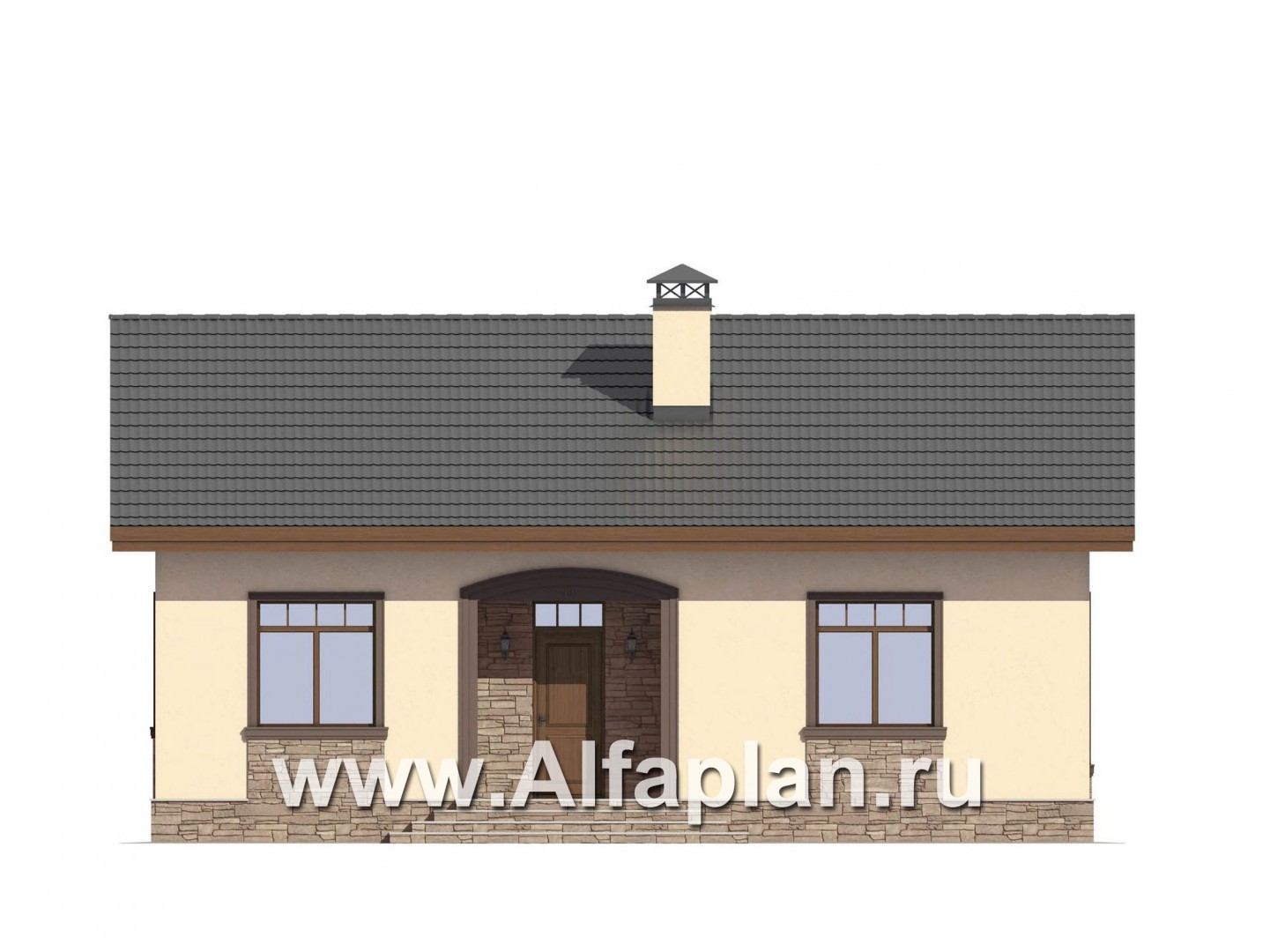 Проекты домов Альфаплан - Проект комфортабельной дачи для небольшой семьи - изображение фасада №1