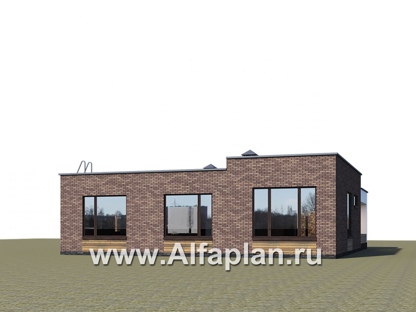 «Фортис» - проект одноэтажного дома, с террасой, с плоской кровлей, в стиле минимализм - дизайн дома №2