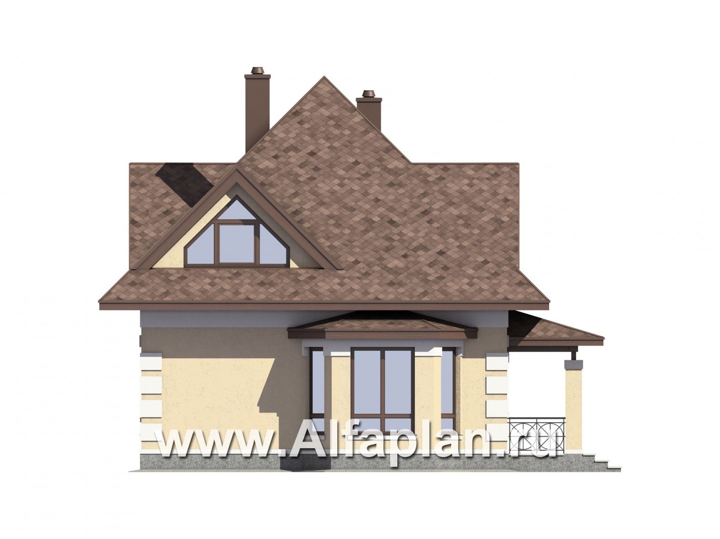 Проекты домов Альфаплан - Проект экономичного дома для маленького участка - изображение фасада №3
