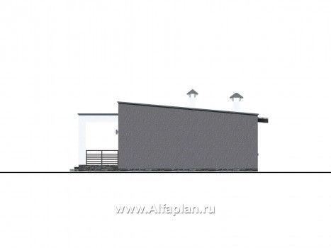 Проекты домов Альфаплан - Проект одноэтажного дома с тремя спальнями - превью фасада №2