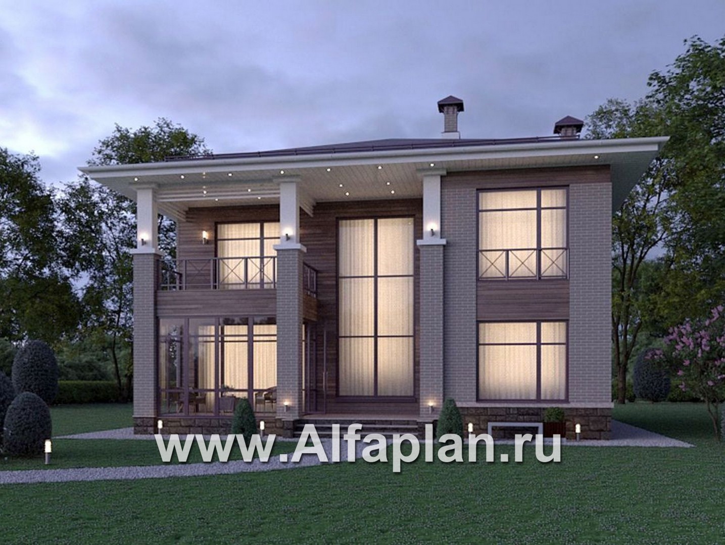 Проекты домов Альфаплан - "Римские каникулы" - проект дома с двусветной гостиной - дополнительное изображение №1