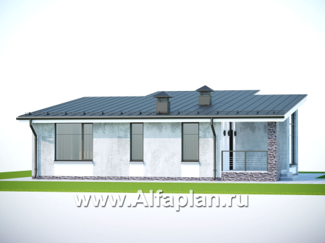 Проекты домов Альфаплан - «Корица» - одноэтажный дом с односкатной крышей, с двумя спальнями - превью дополнительного изображения №3