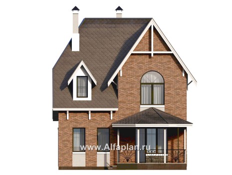 «Аврора» - проект двухэтажного дома из газобетона с эркером и с террасой - превью фасада дома