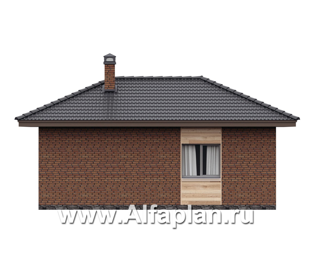 Проект гостевого дома с одной спальней или с сауной, с террасой - фасад дома