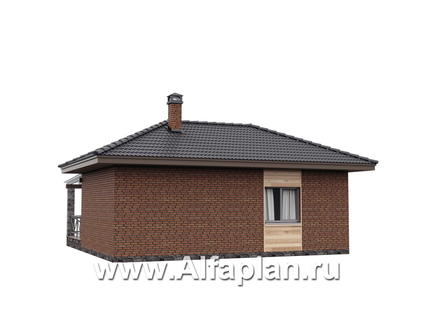 Проект гостевого дома с одной спальней или с сауной, с террасой - дизайн дома №4