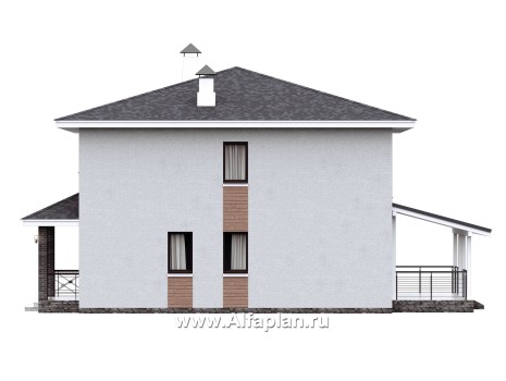 Проекты домов Альфаплан - Проект экономичного комфортного дома из газобетона - превью фасада №2
