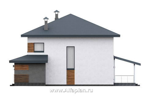 «Чистая линия» - проект дома, 2 этажа, мастер спальня, с террасой, кладовая на входе, в современном стиле - превью фасада дома