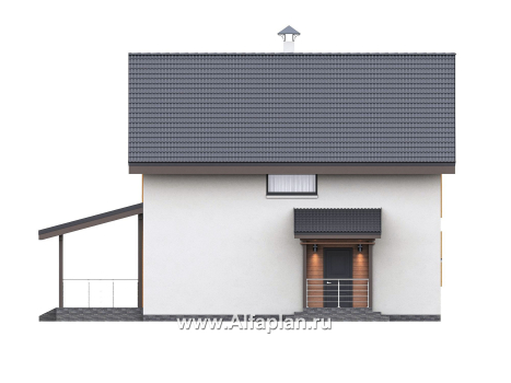 «Викинг» - проект дома, 2 этажа, с сауной и с террасой, в скандинавском стиле - превью фасада дома