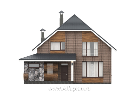 «Династия» - проект дома с мансардой, с террасой, мастер спальня - превью фасада дома