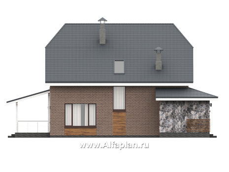 «Династия» - проект дома с мансардой, с террасой, мастер спальня - превью фасада дома