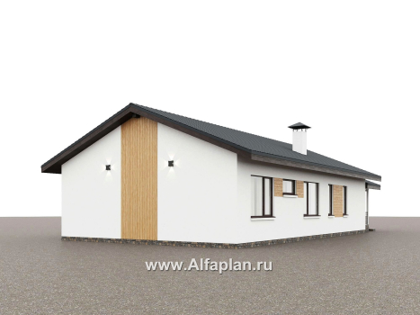 «Золотые поля»- проект одноэтажного дома, планировка мастер спальня и две детских, с террасой и двускатной крышей - превью дополнительного изображения №3