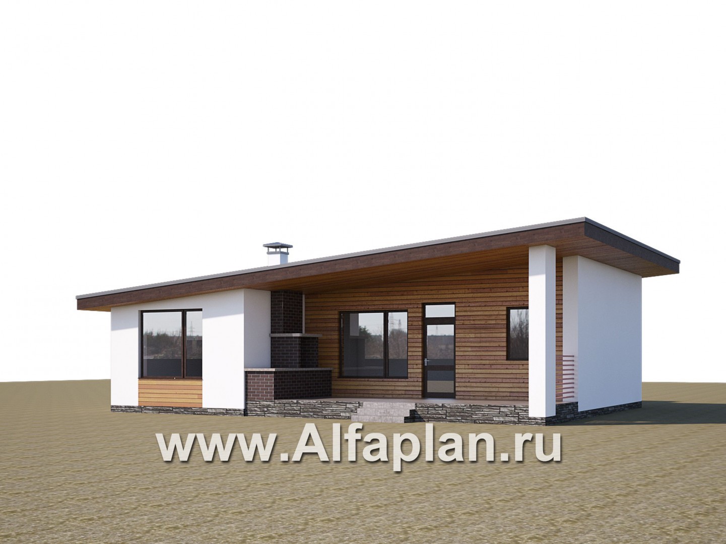 Проекты домов Альфаплан - «Вита» - загородный каркасный дом с террасой - дополнительное изображение №1