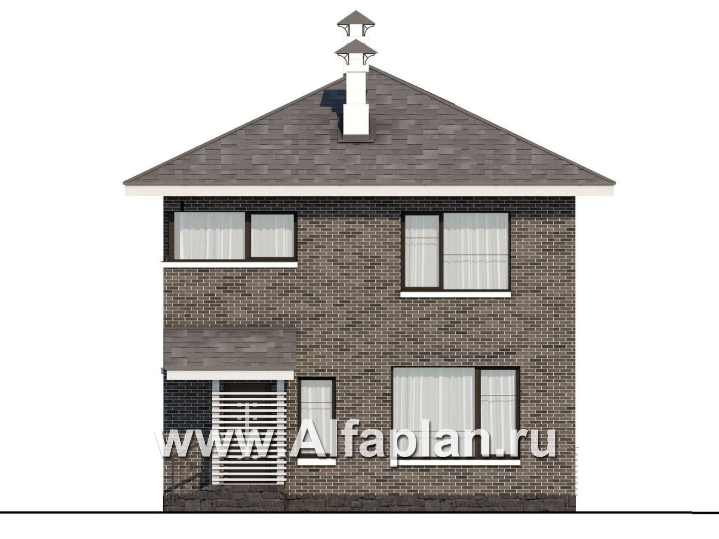 Проекты домов Альфаплан - Кирпичный дом «Серебро» для небольшой семьи - изображение фасада №4