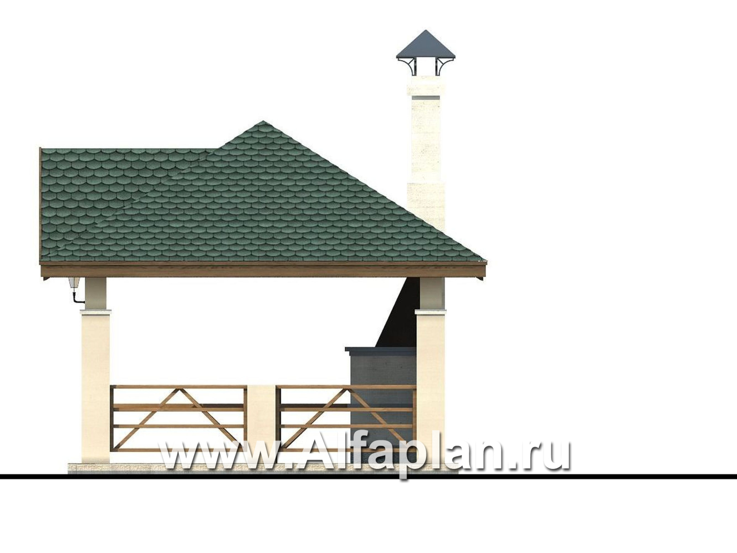 Проекты домов Альфаплан - Беседка-павильон с барбекю (летняя кухня) - изображение фасада №2