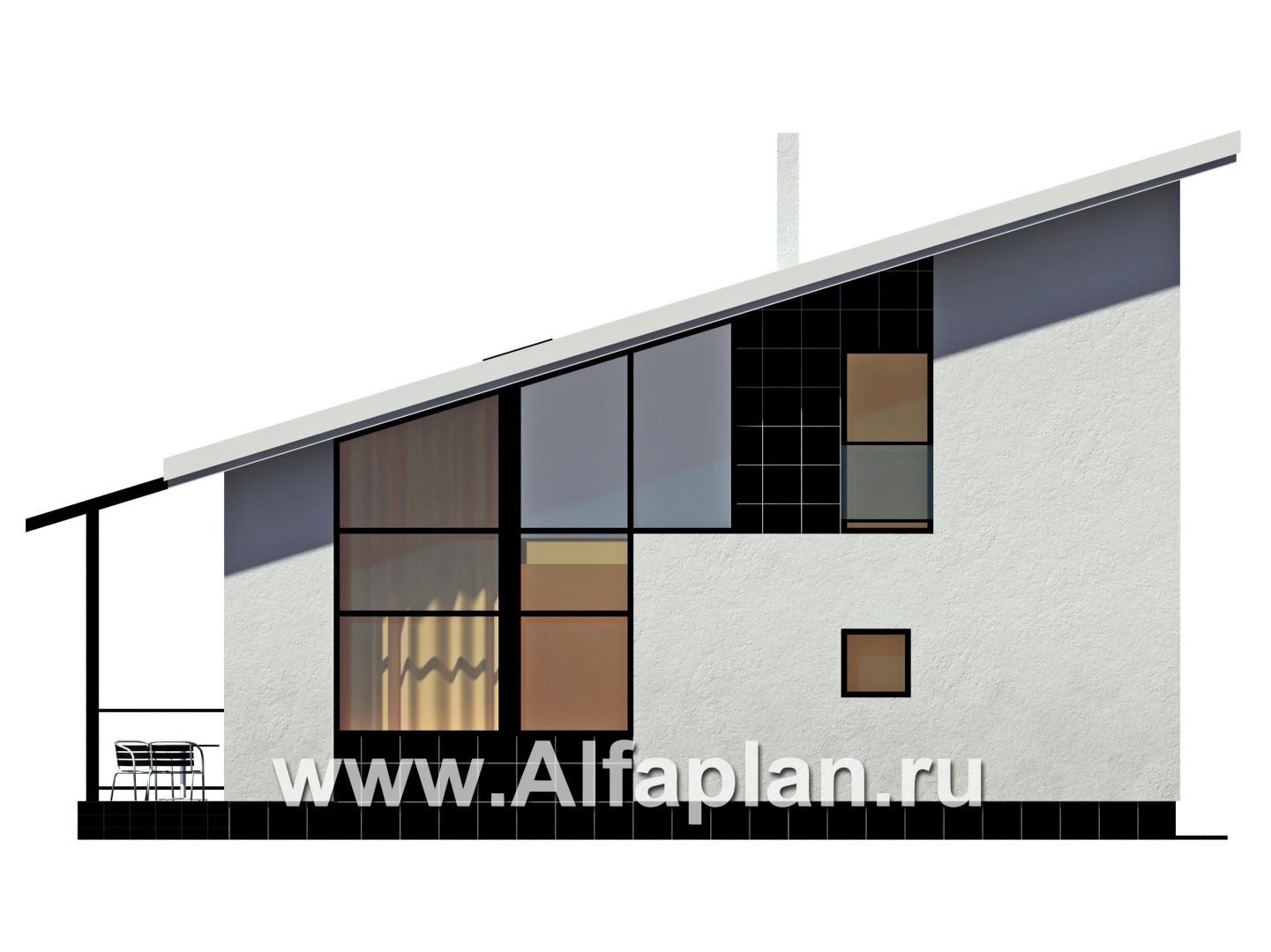 Проекты домов Альфаплан - Кирпичный дом эконом-класса с односкатной кровлей - изображение фасада №4