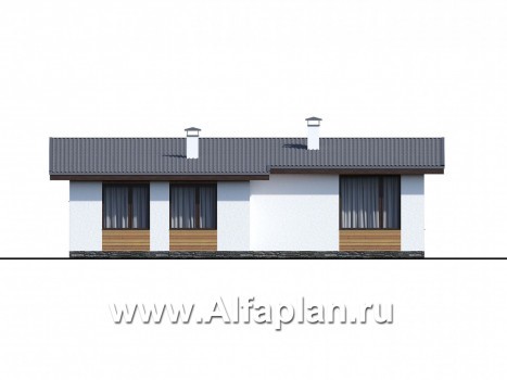 Проекты домов Альфаплан - «Эпсилон» - уютный каркасный дом с просторной террасой - превью фасада №4