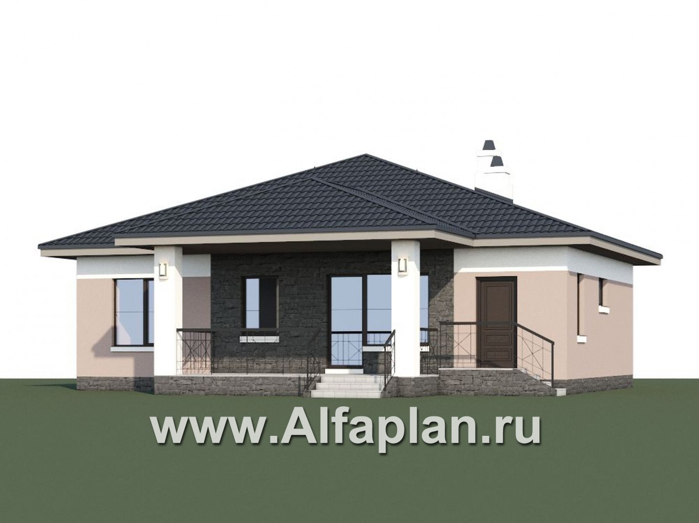 Проекты домов Альфаплан - «Княженика» - проект экономичного одноэтажного дома  сауной - дополнительное изображение №1