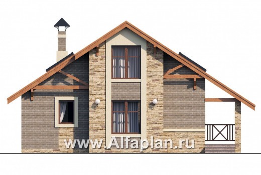 Проекты домов Альфаплан - Баня с гостевой комнатой в мансарде - превью фасада №1